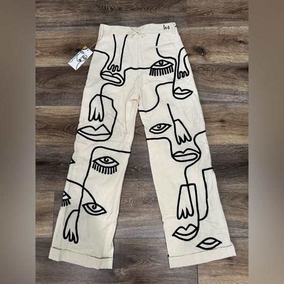 NWT 🖤 Maison Les Énervés Iconic Linen Siam Pants in Ink Size Large - Picture 5 of 16